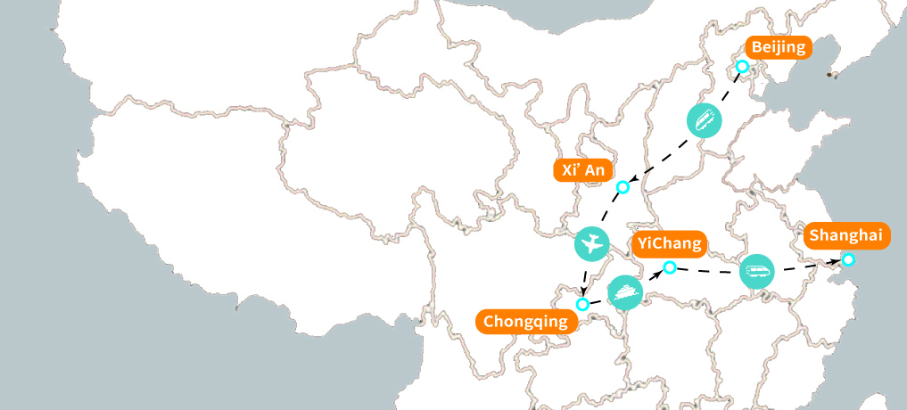 12 Days Yangtze River Classic Group Tour Map