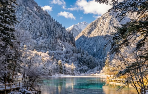 The scenery of Jiuzhaigou in winter